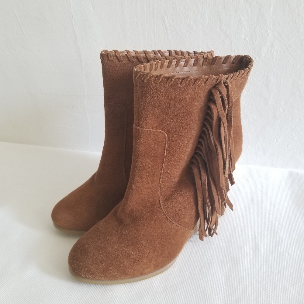 Boho Steve Madden Brown wedge heel suede booties